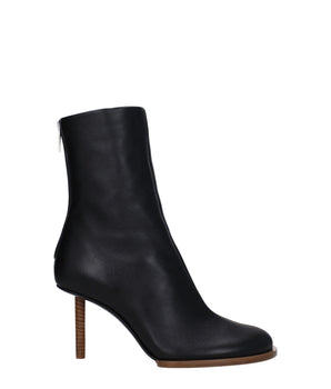 Jacquemus Black Leather Ankle Boots