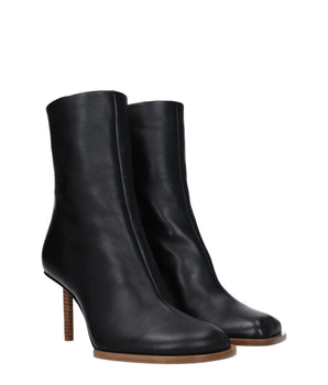 Jacquemus Black Leather Ankle Boots
