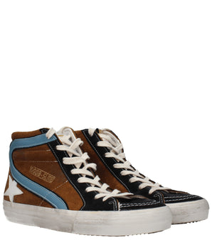 Golden Goose Brown Leather High Top Sneakers