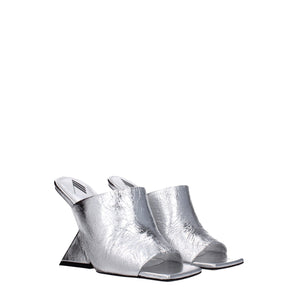 The Attico Gray Leather Platforms