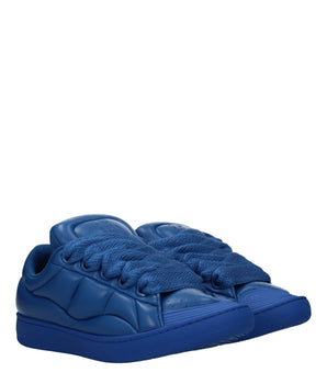 Lanvin Blue Leather Low Top Sneakers