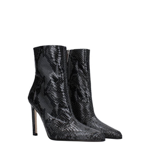 Paris Texas Gray Leather Ankle Boots