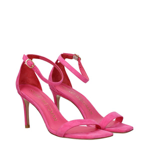 Stuart Weitzman Pink Leather Stiletto Heels Sandals