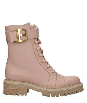 Balmain Beige Leather Ankle Boots