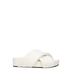 Jil Sander White Leather Slippers Sandals