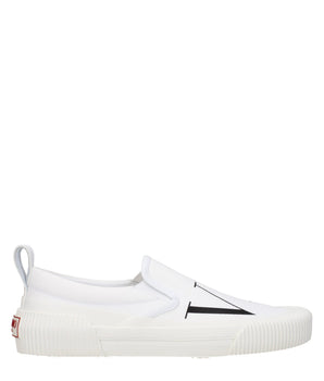 Valentino Garavani White Fabric Slip-On Loafers