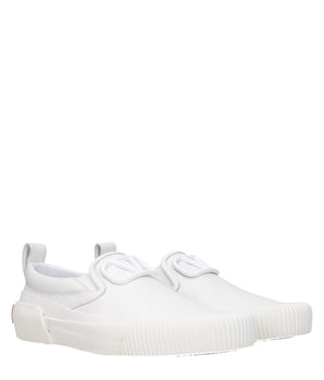 Valentino Garavani White Leather Slip-On Loafers