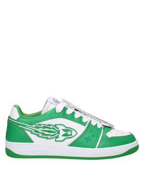 Enterprise Japan Green Leather Low Top Sneakers