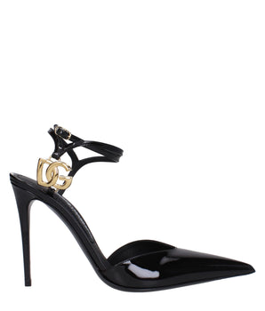 Dolce & Gabbana Black Leather Stiletto Heel Sandals