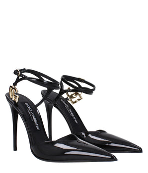 Dolce & Gabbana Black Leather Stiletto Heel Sandals
