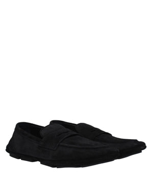 Dolce & Gabbana Black Leather Slip-On Loafers