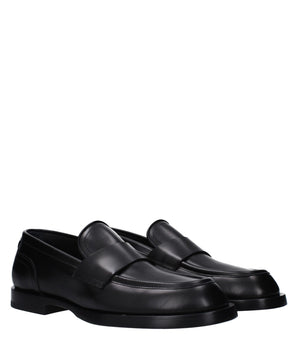 Dolce & Gabbana Black Leather Slip-On Loafers
