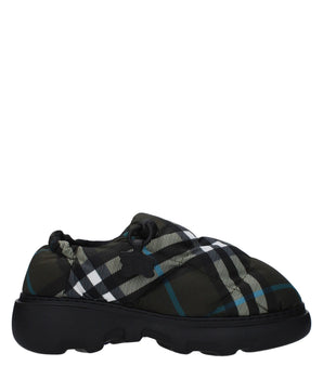 Burberry Green Fabric Slip-On Loafers