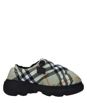 Burberry Green Fabric Slip-On Loafers