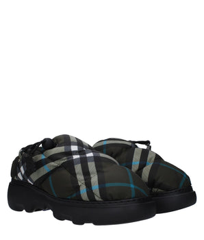 Burberry Green Fabric Slip-On Loafers