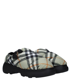 Burberry Green Fabric Slip-On Loafers