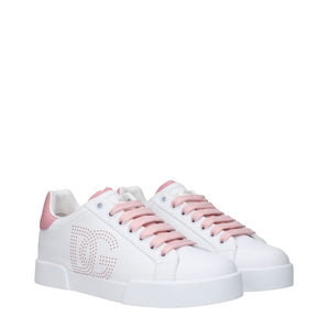 Dolce & Gabbana White Leather Low Tops