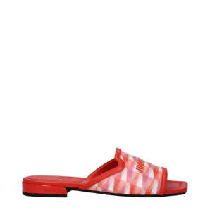 Jimmy Choo Orange Fabric Slippers Sandals