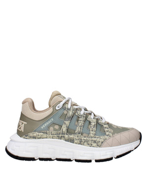 Versace Green Fabric Low Top Sneakers