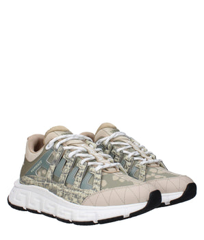 Versace Green Fabric Low Top Sneakers