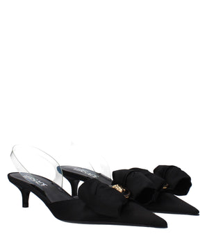 Versace Black Satin Flat Sandals