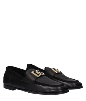 Dolce & Gabbana Black Leather Slip-On Loafers
