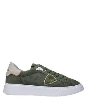 Philippe Model Green Leather Low Top Sneakers