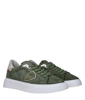 Philippe Model Green Leather Low Top Sneakers