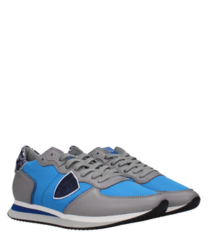 Philippe Model Blue Fabric Low Top Sneakers