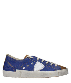 Philippe Model Blue Leather Low Top Sneakers
