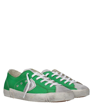 Philippe Model Green Leather Low Top Sneakers