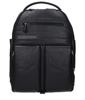 Piquadro Black Leather Backpack