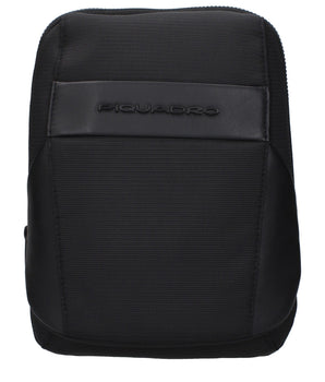 Piquadro Black Fabric Crossbody Bag