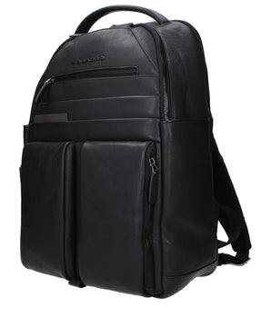 Piquadro Black Leather Backpack