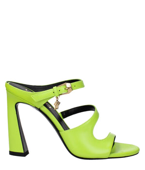 Versace Green Leather Stiletto Heel Sandals