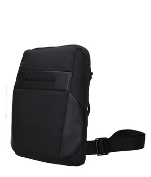 Piquadro Black Fabric Crossbody Bag