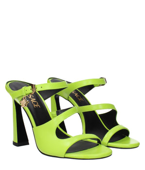 Versace Green Leather Stiletto Heel Sandals