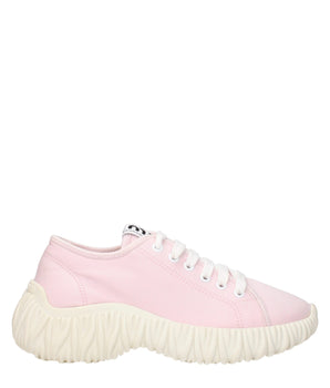 Miu Miu Pink Fabric Low Top Sneakers