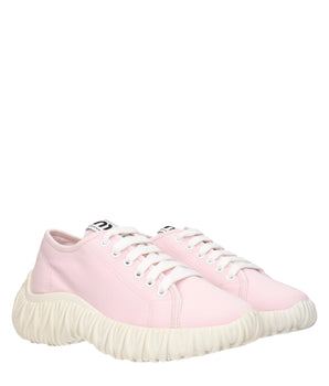 Miu Miu Pink Fabric Low Top Sneakers