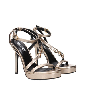 Versace Gold Leather Stiletto Heels Sandals