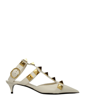 Valentino Garavani Beige Leather Stiletto Heel Sandals