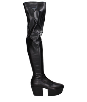 Prada Black Leather Over The Knee