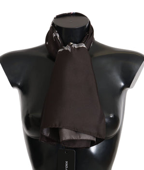 Dolce & Gabbana Brown 100% Silk Bird Print Wrap 80cm X 95cm RRP Scarf Dolce & Gabbana 