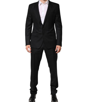 Dolce & Gabbana Black Jacquard Single Breasted 2 Piece Suit