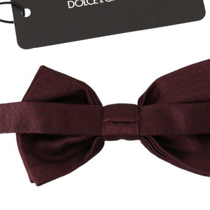 Dolce &amp; Gabbana Elegant Maroon Silk Polka Dot Bow Tie