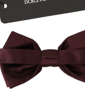 Dolce & Gabbana Elegant Maroon Silk Polka Dot Bow Tie Dolce & Gabbana 