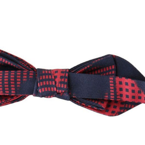 Dolce &amp; Gabbana Elegant Red Checkered Silk Bow Tie