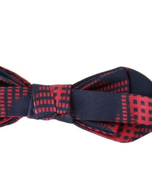 Dolce & Gabbana Elegant Red Checkered Silk Bow Tie Dolce & Gabbana 