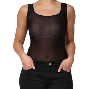 Dolce & Gabbana Black Nylon Sleeveless Round Neck Tank Top