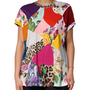 Dolce & Gabbana Multicolor Patchwork Cotton Silk Blouse Top